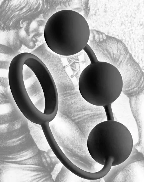 Tom Of Finland Silicone Cock Ring With 3 Weighted Balls Tom of Finland Male Sex Toys Tom Of Finland Silicone Cock Ring With 3 Weighted Balls Tom of Finland Male Sex Toys