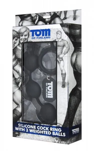 Tom Of Finland Silicone Cock Ring With 3 Weighted Balls Tom of Finland Male Sex Toys Tom Of Finland Silicone Cock Ring With 3 Weighted Balls Tom of Finland Male Sex Toys