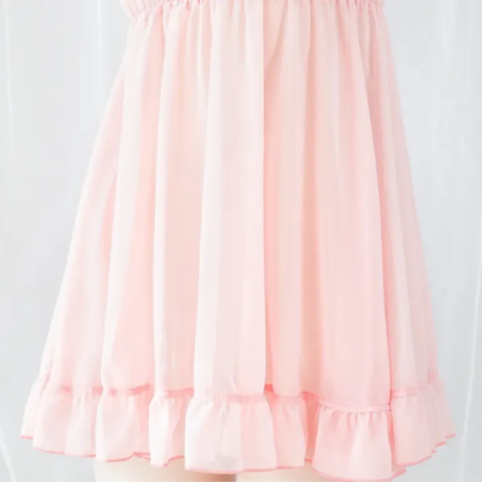 Cosplay Roleplay Japanese Lolita Anime Girls Sweet Maid Cosplay Pink Chiffon Bandage Pajamas Sexy House of Dasein Vibrators
