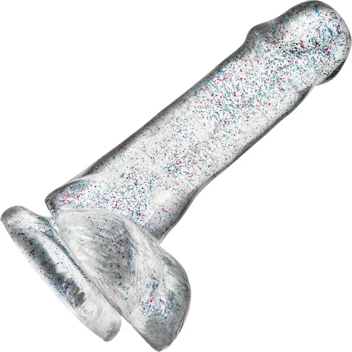 Dildos Blush Novelties Naturally Yours Glitter Dildo With Balls 6in Clear