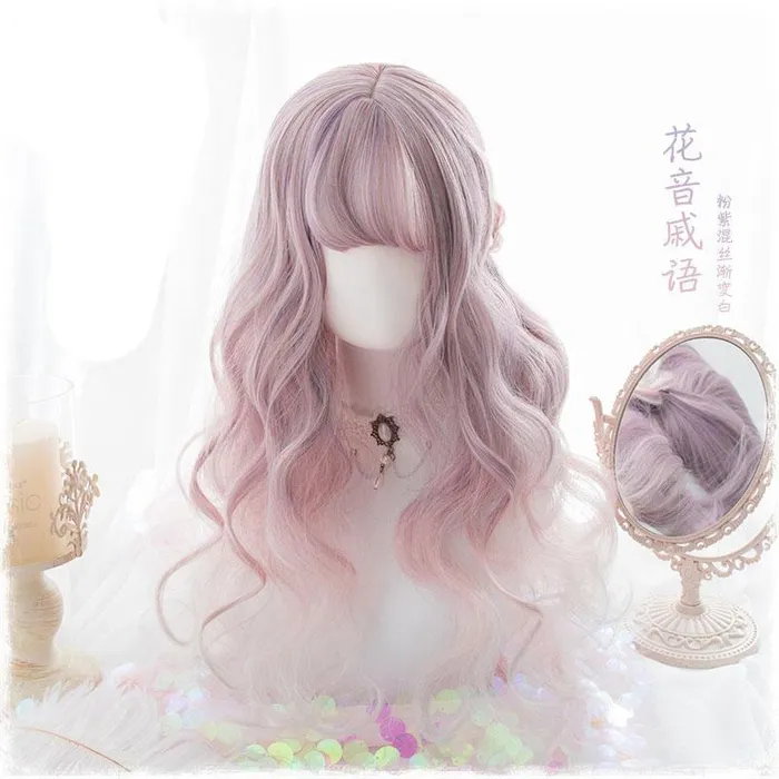 Wigs Facial Hair Pastel Pink Wavy Lolita Wig House of Dasein Vibrators