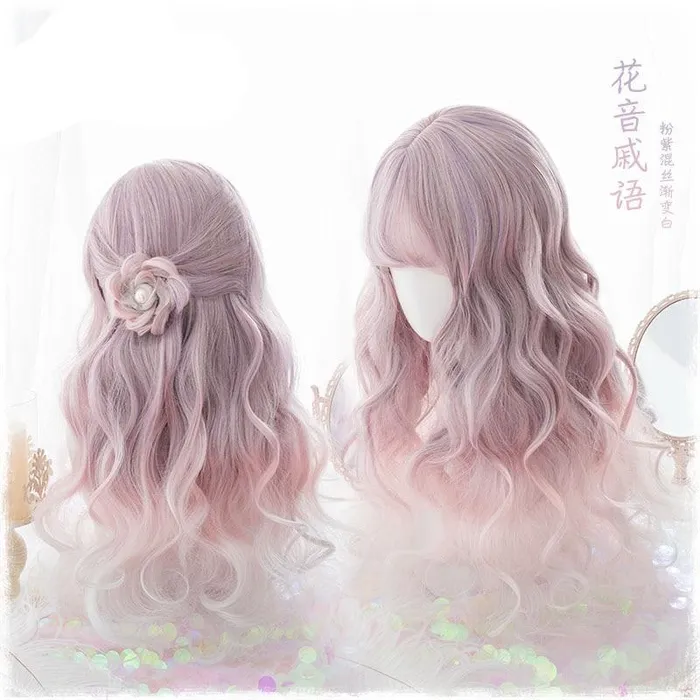 Wigs Facial Hair Pastel Pink Wavy Lolita Wig House of Dasein Vibrators