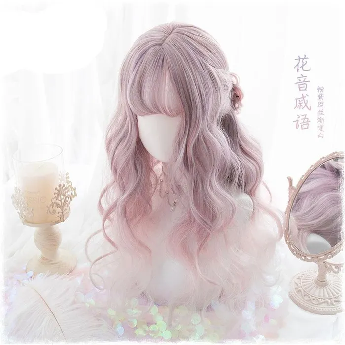 Wigs Facial Hair Pastel Pink Wavy Lolita Wig House of Dasein Vibrators