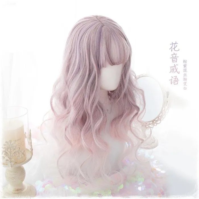 Wigs Facial Hair Pastel Pink Wavy Lolita Wig House of Dasein Vibrators