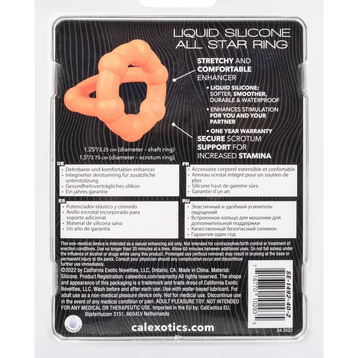 CalExotics Male Sex Toys Alpha Liquid Silicone All Star Ring Orange CalExotics Male Sex Toys Alpha Liquid Silicone All Star Ring Orange