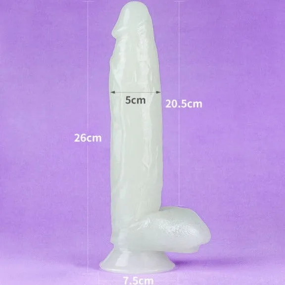 Dildos Lovetoy Lovetoy LUMINO PLAY GLOW IN THE DARK 10 inch Dildo with Balls and Suction Cup Mount Base
