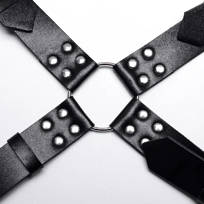 Female Sex Toys Dynamic Leather Body Harness featuring Metal Embellishments EVEs SECRETS