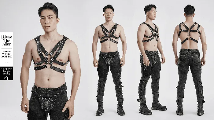 Female Sex Toys Dynamic Leather Body Harness featuring Metal Embellishments EVEs SECRETS